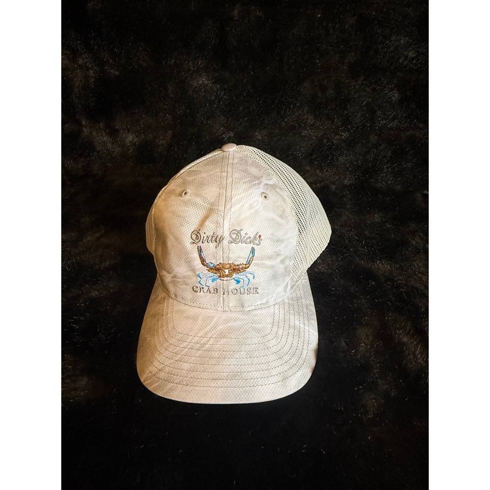 Dirty Dick's Crab House Trucker Hat Tan Mesh Snapback Restaurant Souvenir Cap